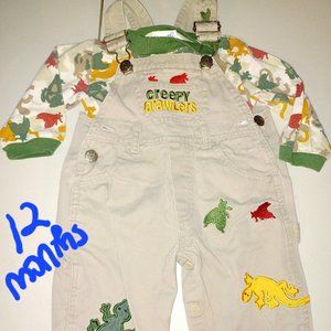 Boys toddler/infant RETRO overalls and shirt set Jeans Wear , size 12 months